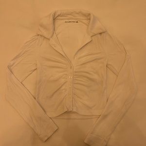 Abercrombie white ruched collared top